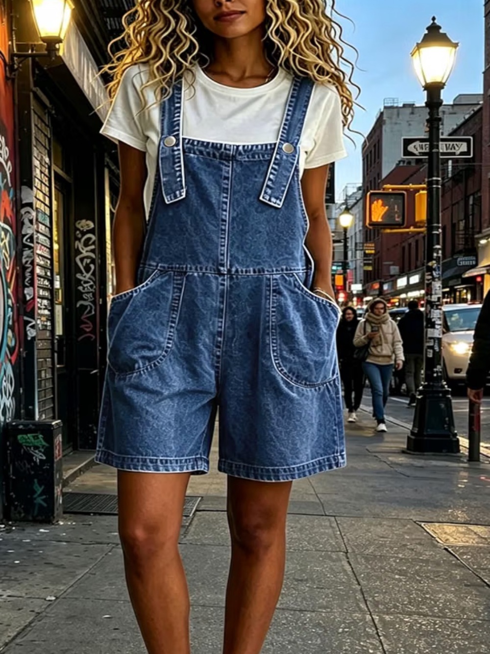 Blue Denim Short Overalls - NWT - Size L